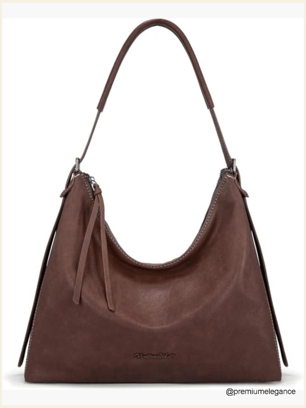 Slouchy Hobo Bag Shoulder Crossbody Purse Zipper Closure Faux Leather